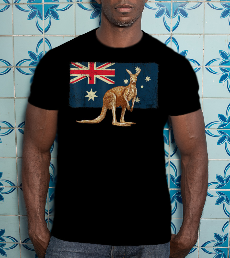 Australia Day Kangaroo With Australian Flag T-Shirt