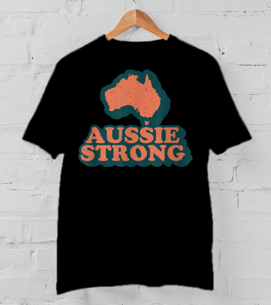 Aussie Strong Retro Support Australia Map T-Shirt