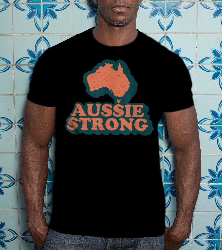 Aussie Strong Retro Support Australia Map T-Shirt
