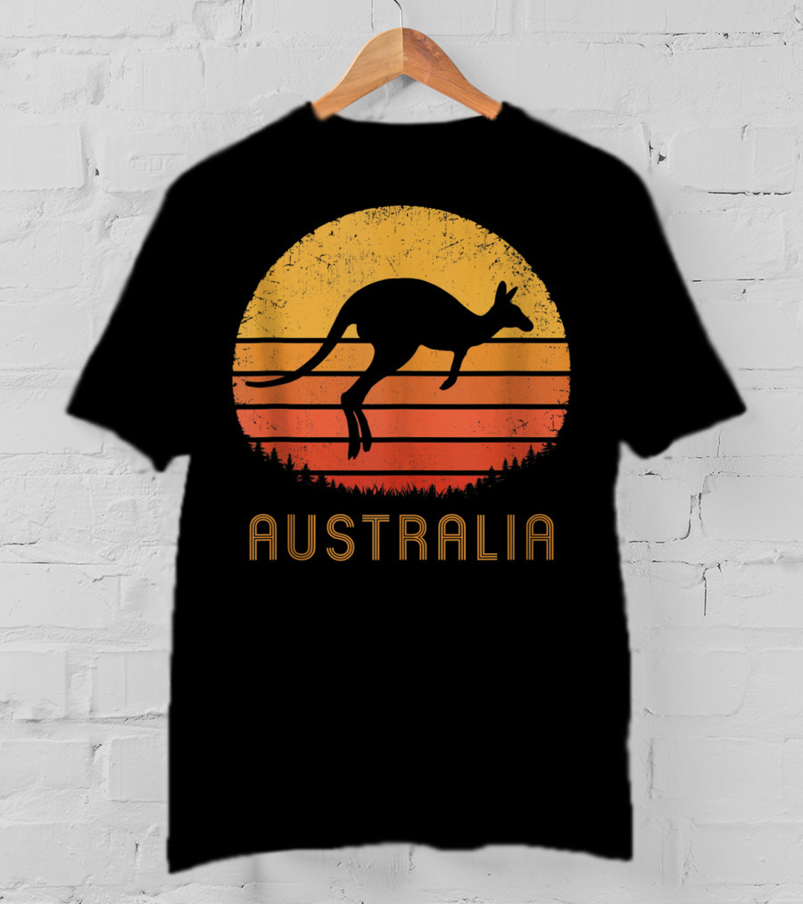 Australia Kangaroo Vintage Outback Sunset T-Shirt