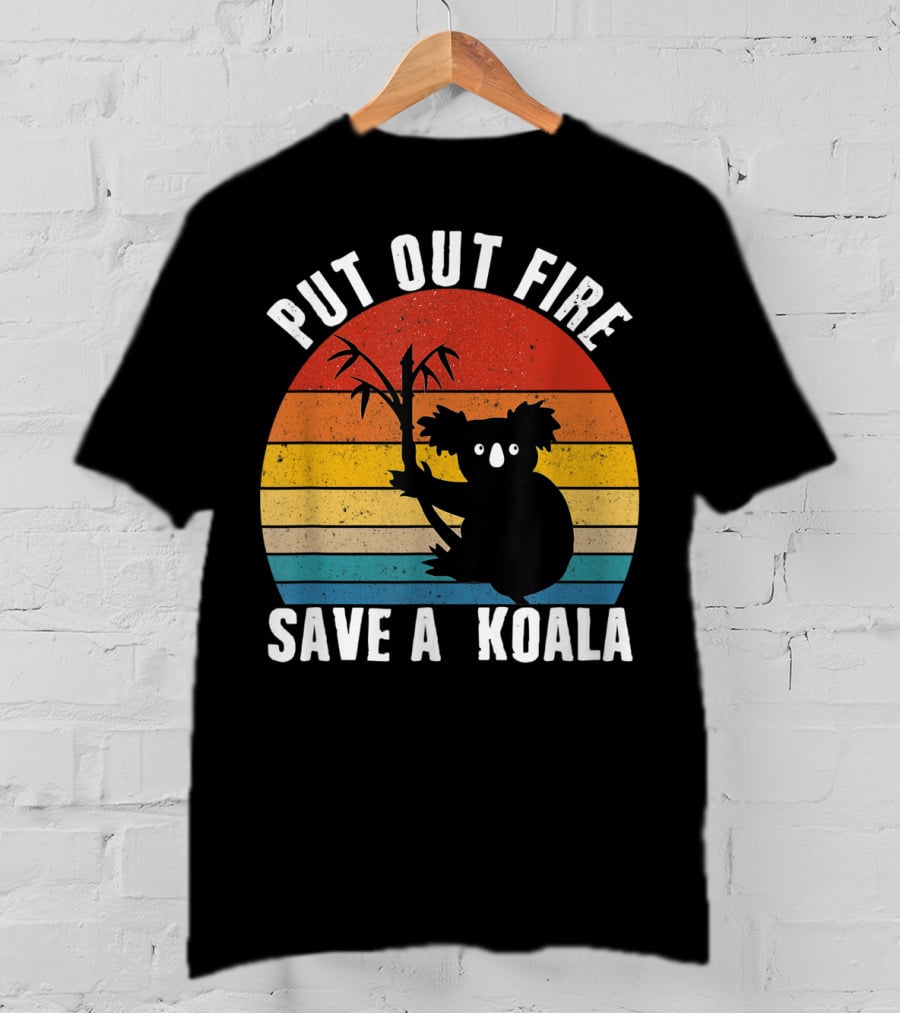 Vintage Put Out Fire Save A Koala Retro Sunset T-Shirt