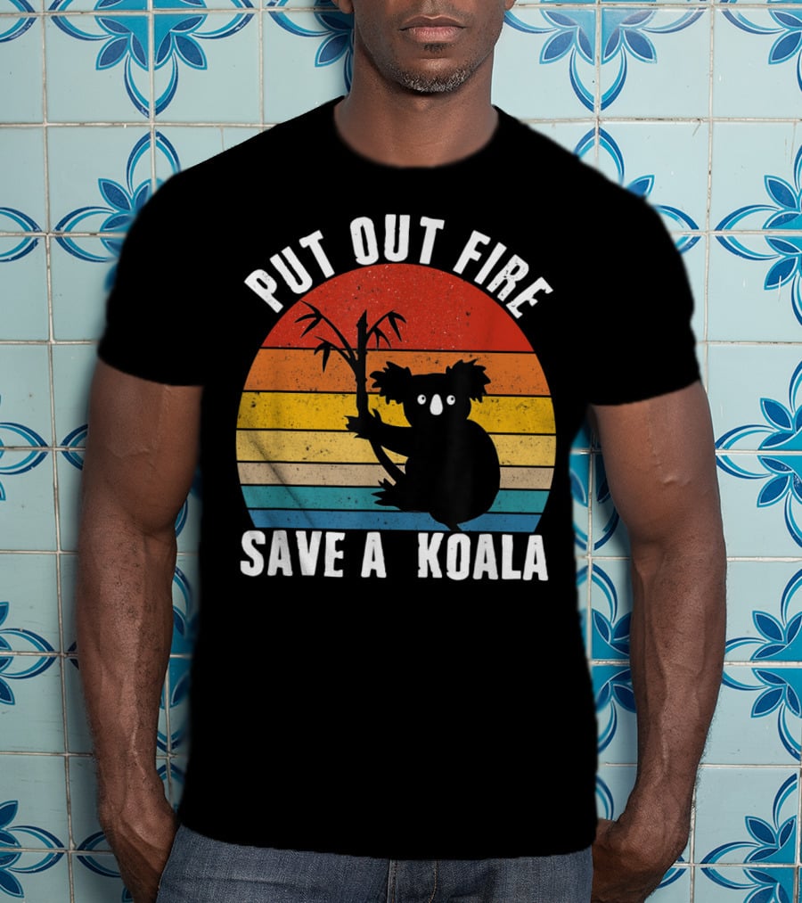 Vintage Put Out Fire Save A Koala Retro Sunset T-Shirt