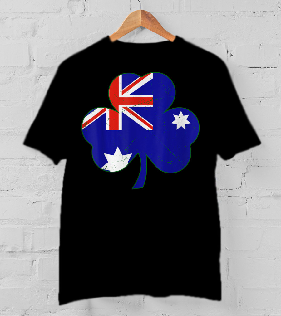 Australia Flag Irish Shamrock Emblem T-Shirt