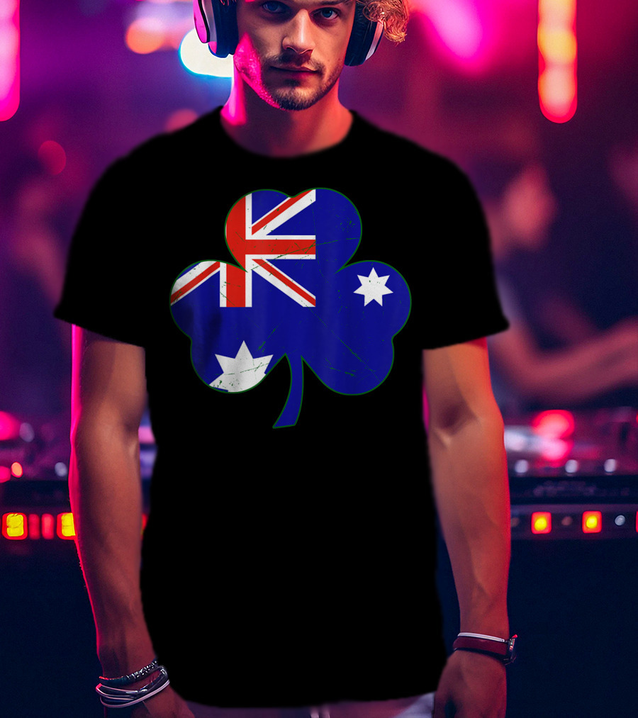 Australia Flag Irish Shamrock Emblem T-Shirt