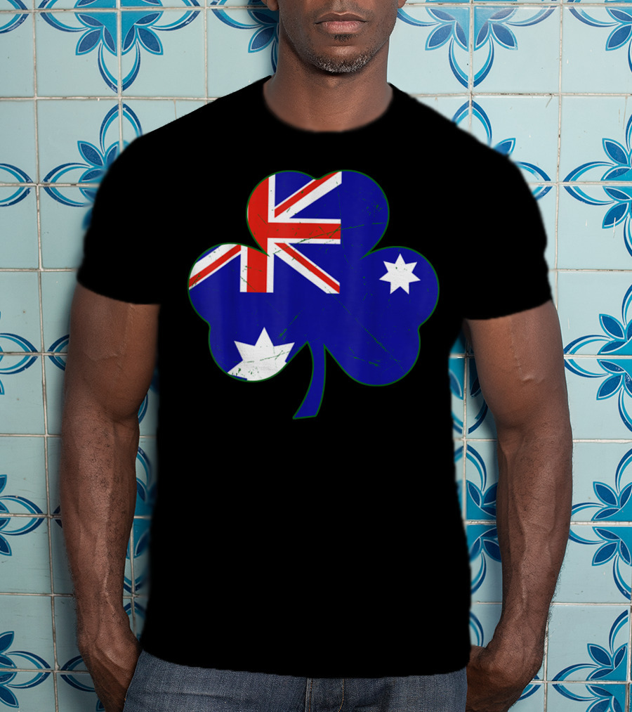 Australia Flag Irish Shamrock Emblem T-Shirt