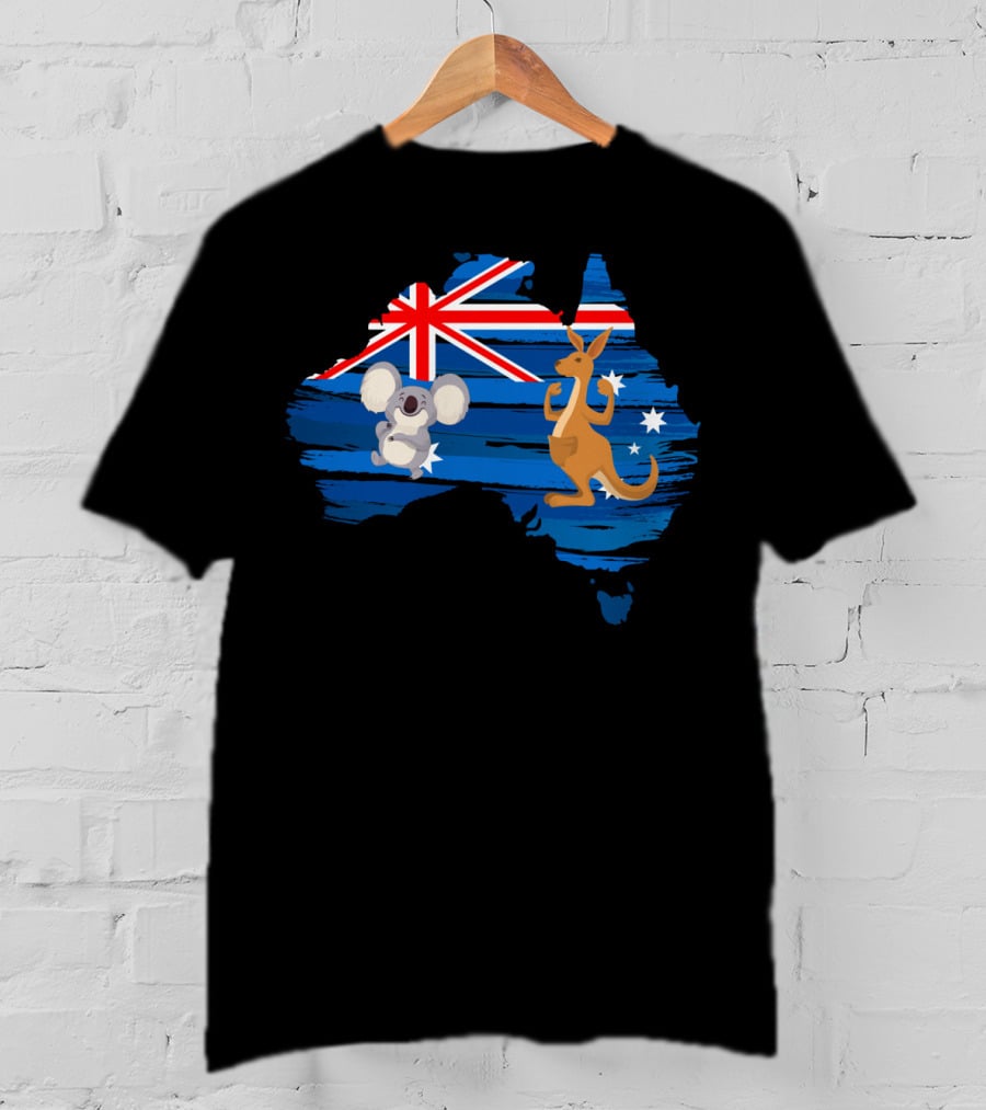 Koala Kangaroo Australia Flag Map Celebrate T-Shirt