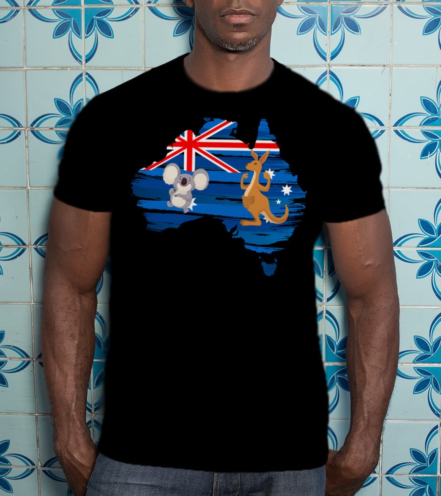 Koala Kangaroo Australia Flag Map Celebrate T-Shirt