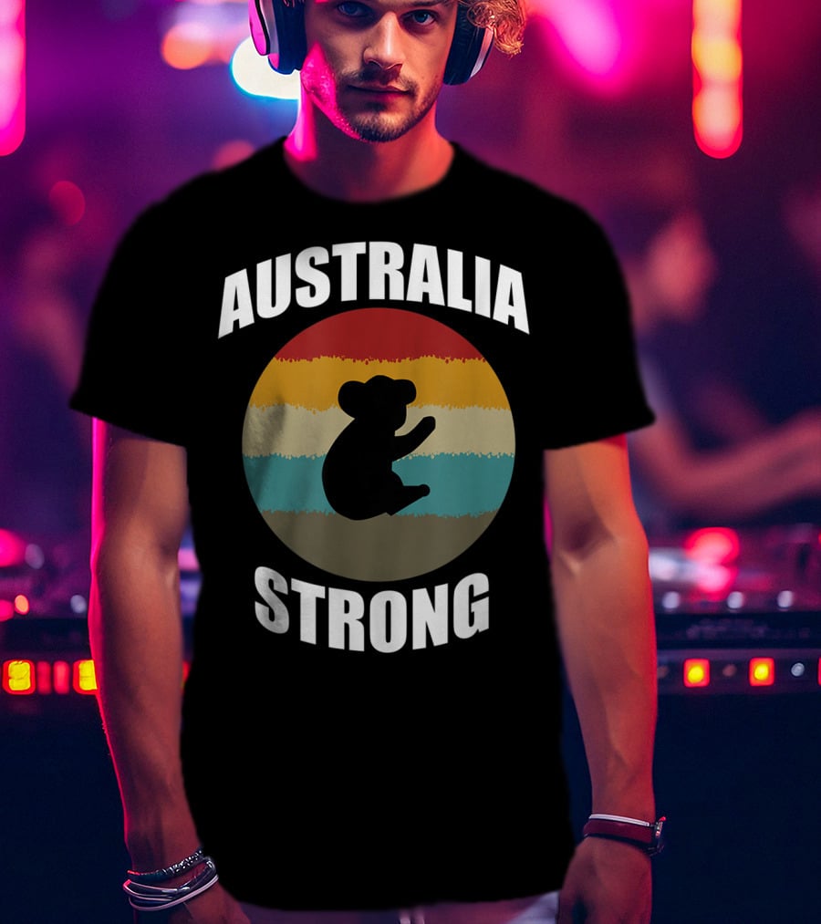 Australia Strong Koala Bear Retro Circle T-Shirt