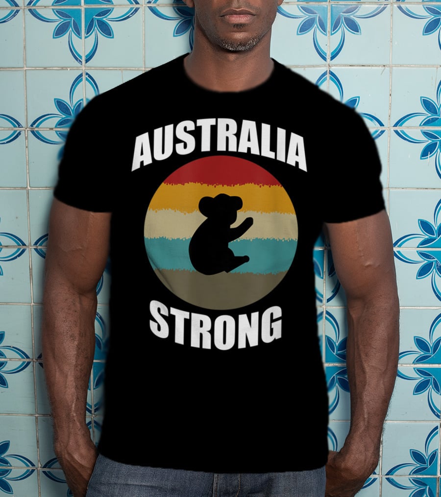 Australia Strong Koala Bear Retro Circle T-Shirt