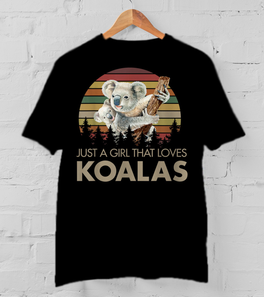 Just A Girl That Loves Koalas Retro Sunset Forest T-Shirt
