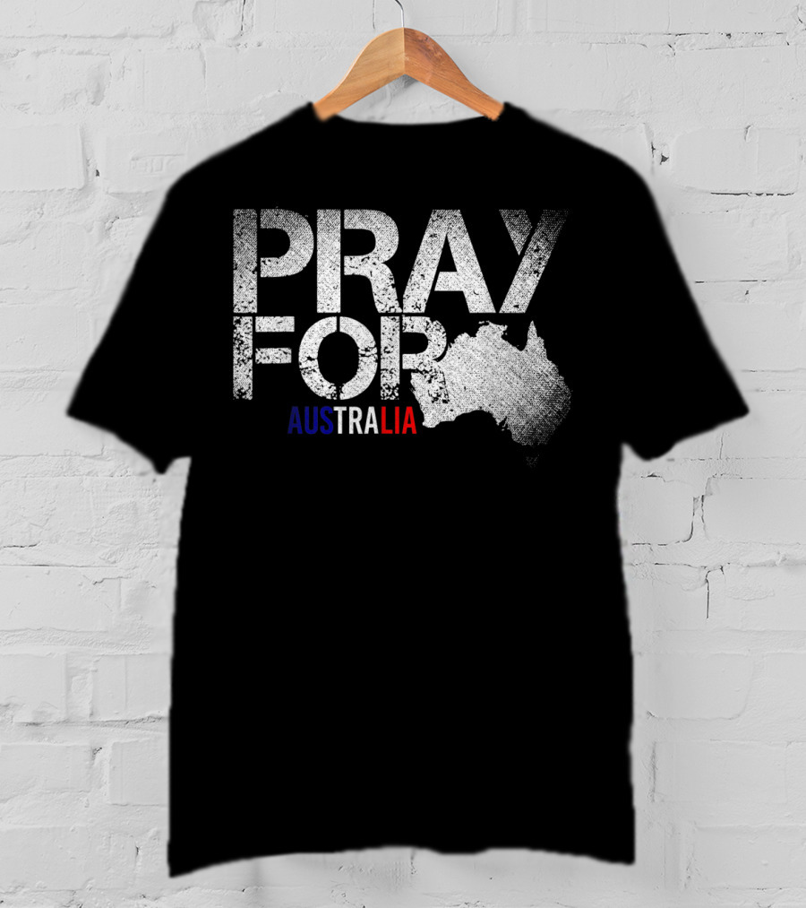 Pray For Australia Fire Storm Vintage Grunge Map T-Shirt