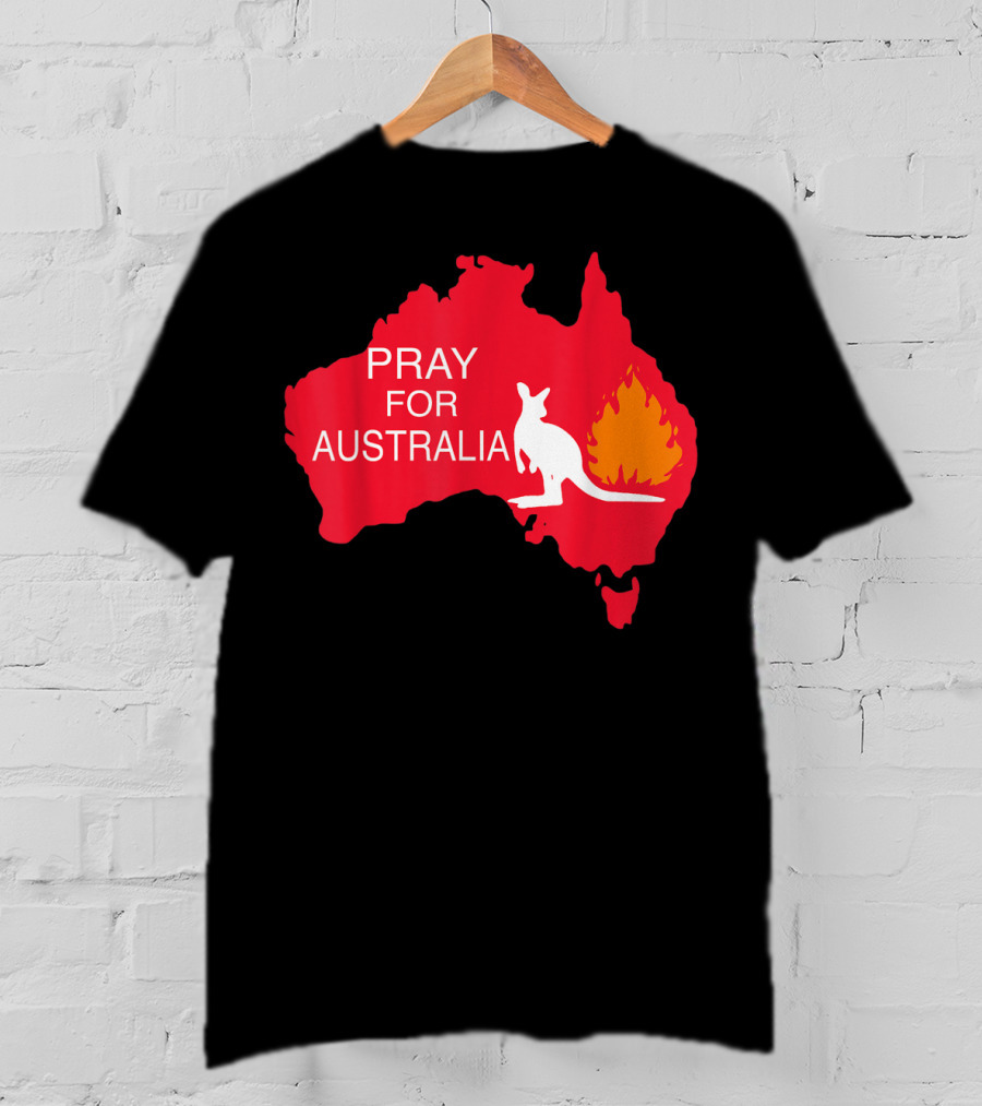 Pray For Australia Kangaroo Fire Map T-Shirt