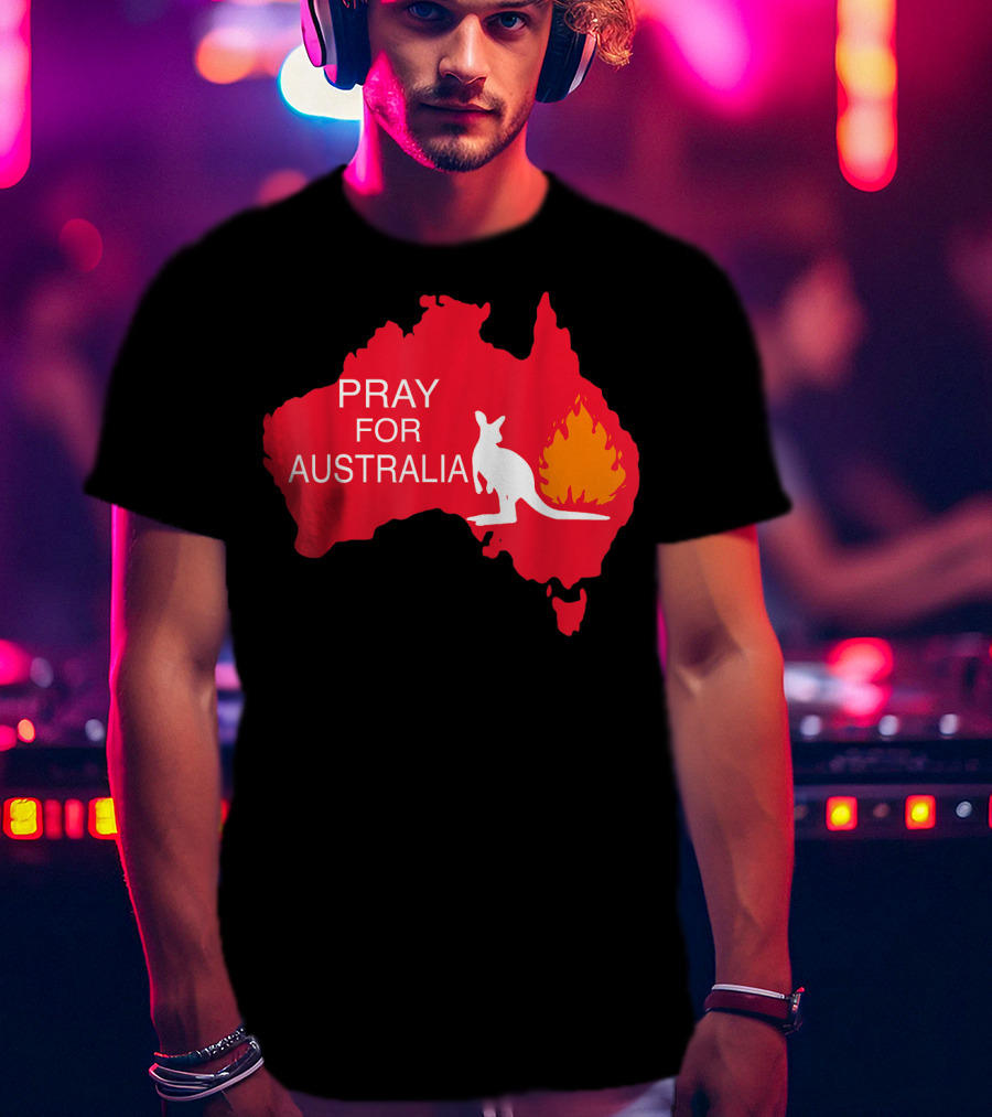 Pray For Australia Kangaroo Fire Map T-Shirt