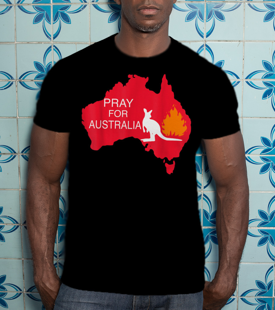 Pray For Australia Kangaroo Fire Map T-Shirt