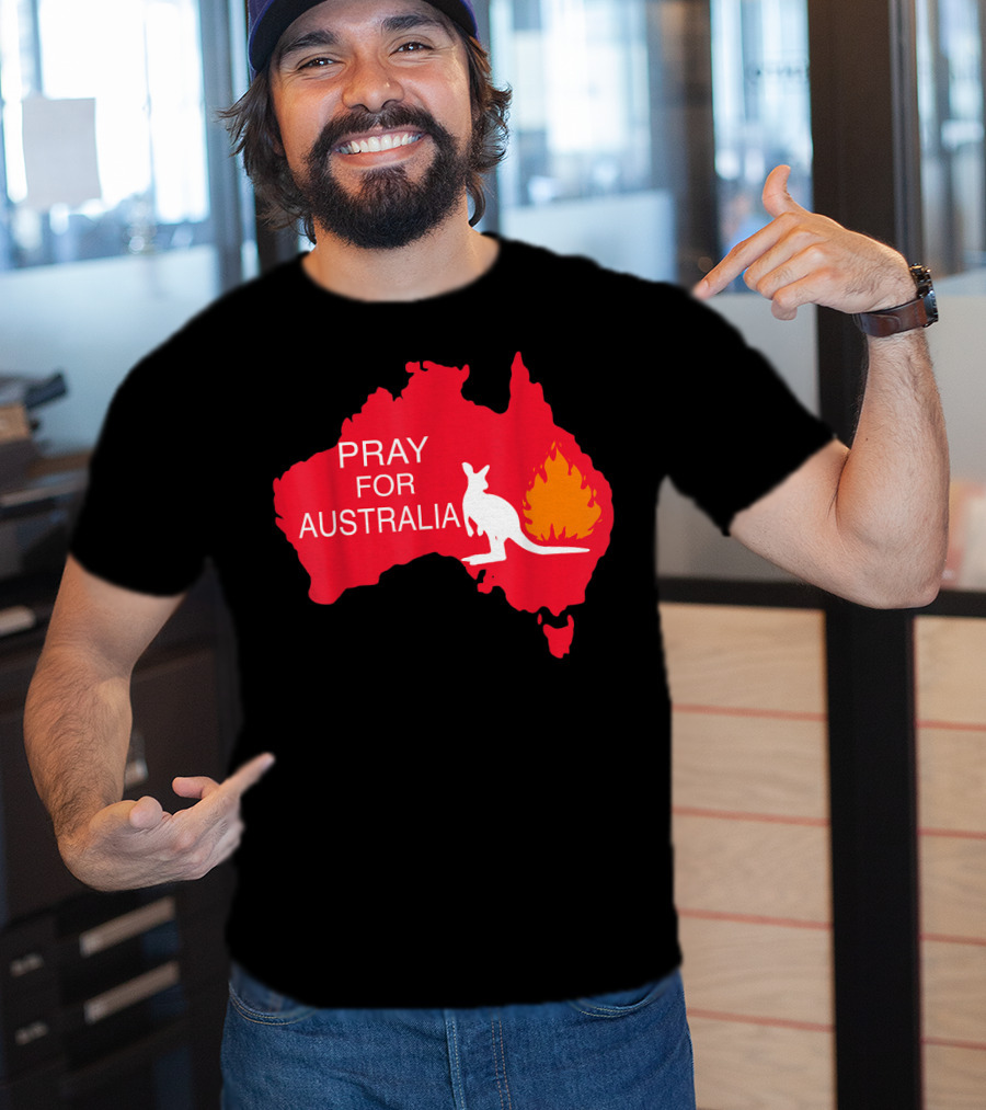 Pray For Australia Kangaroo Fire Map T-Shirt