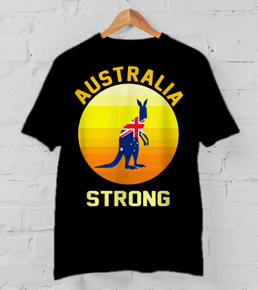 Australia Strong Retro Sun Kangaroo Flag T-Shirt