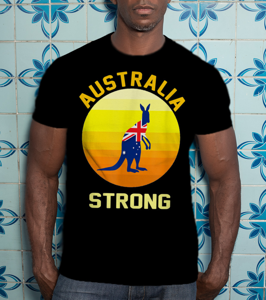 Australia Strong Retro Sun Kangaroo Flag T-Shirt