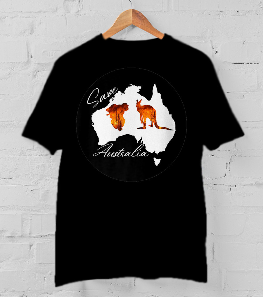 Save Australia Kangaroo And Koala Silhouette Forest Protection T-Shirt