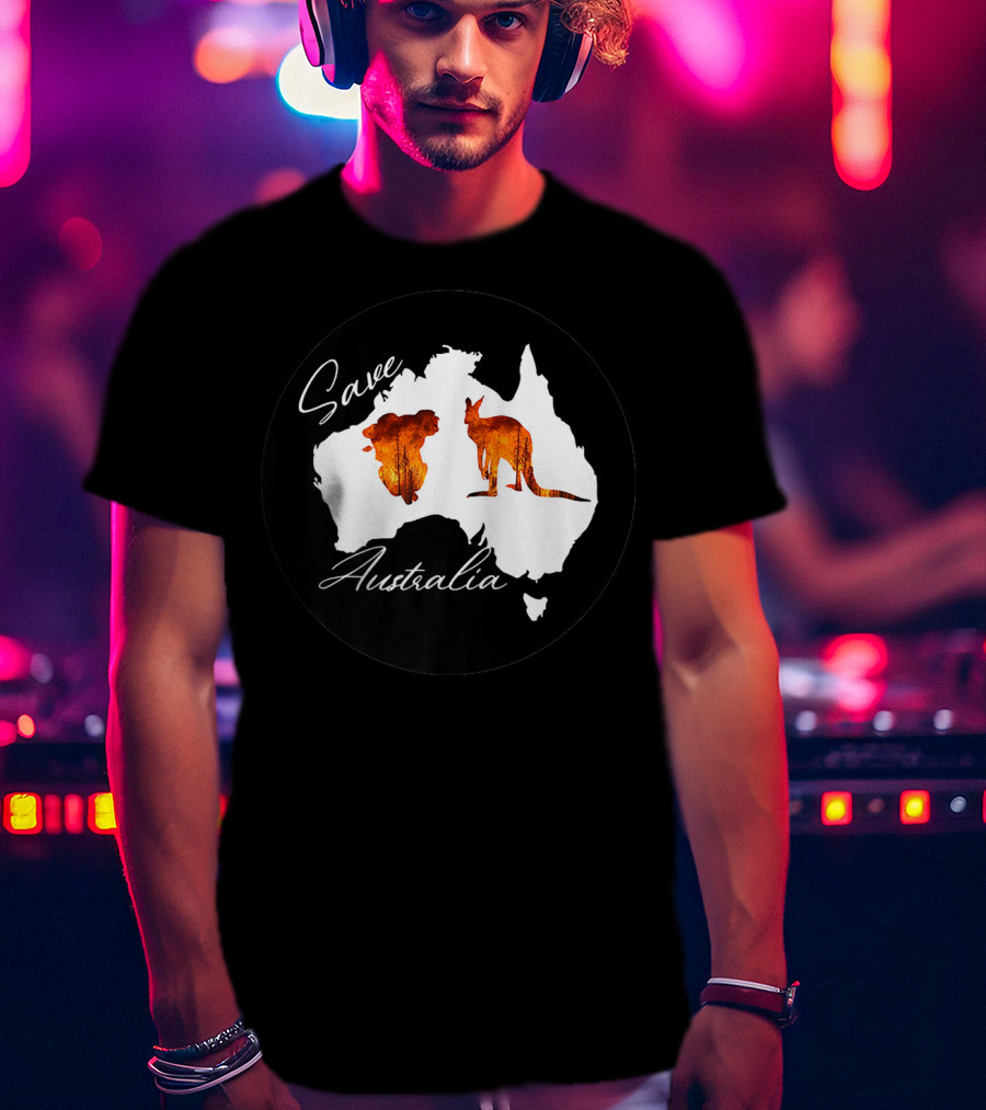 Save Australia Kangaroo And Koala Silhouette Forest Protection T-Shirt