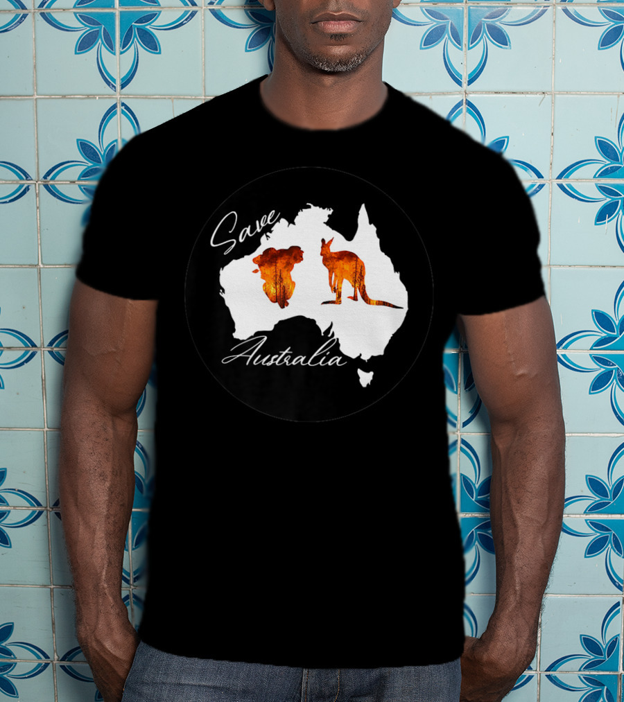 Save Australia Kangaroo And Koala Silhouette Forest Protection T-Shirt