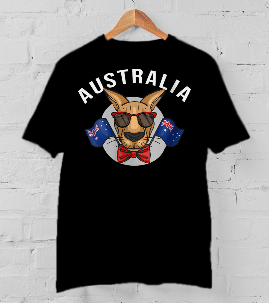 Australia Kangaroo Sunglasses Flags T-Shirt