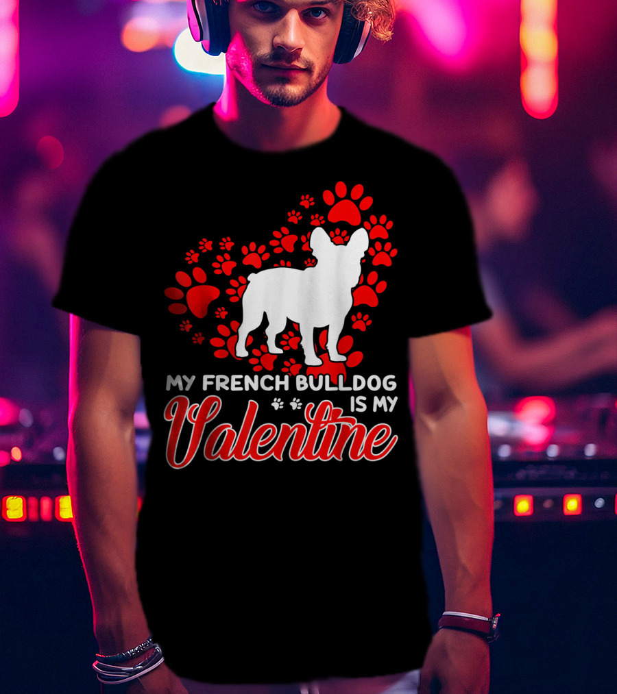 My French Bulldog Is My Valentine Paw Prints T-Shirt