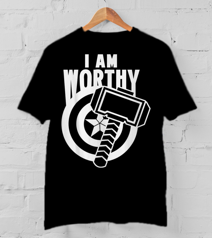 Captain America I Am Worthy Avengers Endgame Mjolnir Shield T-Shirt