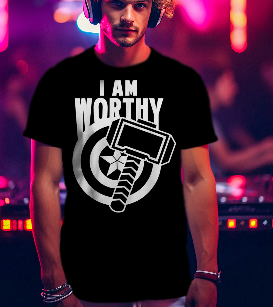 Captain America I Am Worthy Avengers Endgame Mjolnir Shield T-Shirt