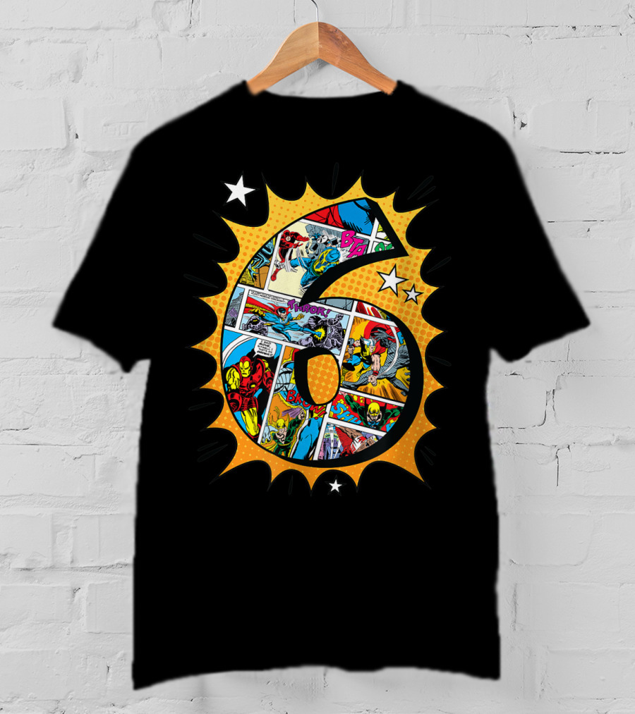 Marvel Avengers Comics Birthday 6 Superhero T-Shirt