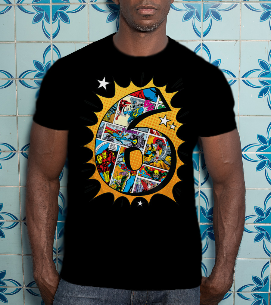 Marvel Avengers Comics Birthday 6 Superhero T-Shirt
