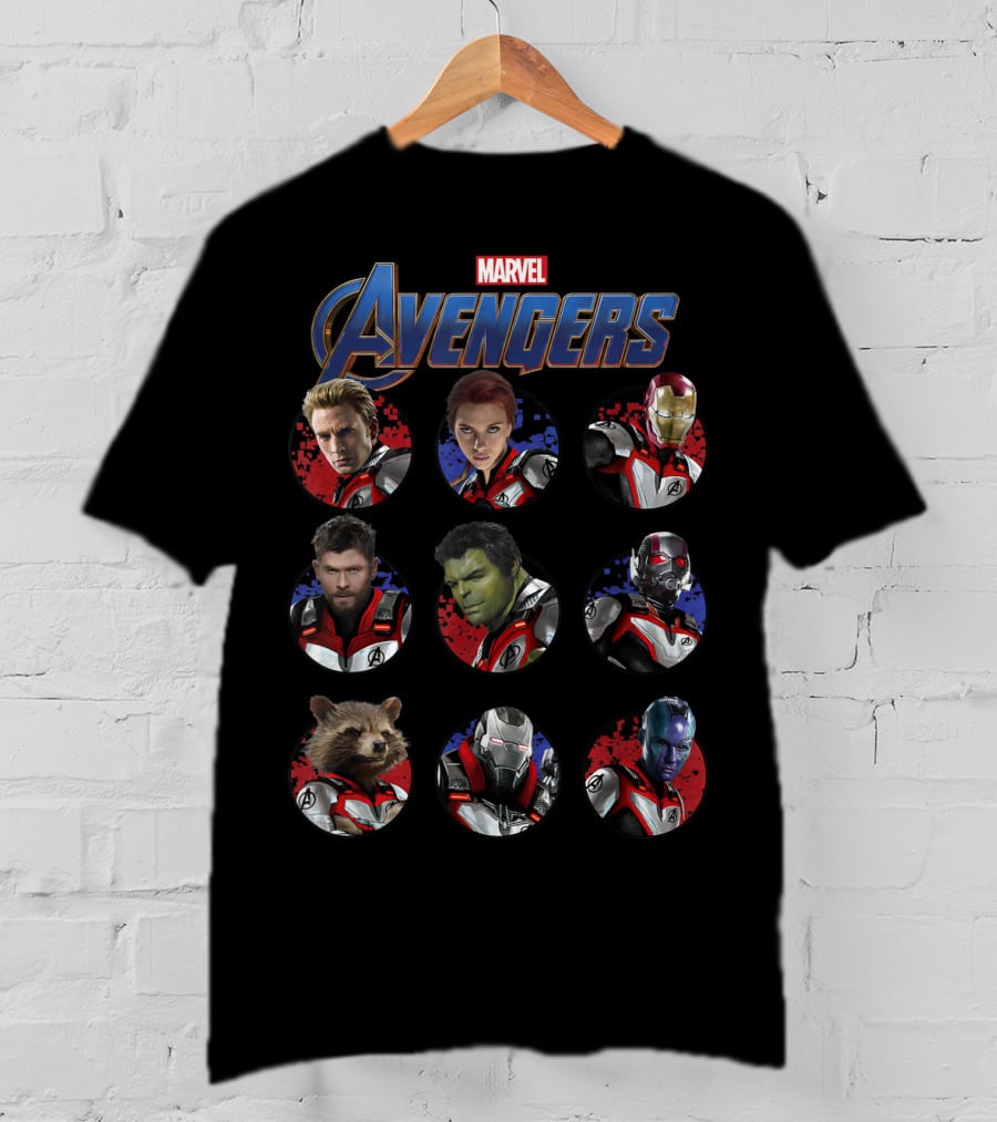 Marvel Avengers Endgame Characters In Quantum Suits With Avengers T-Shirt