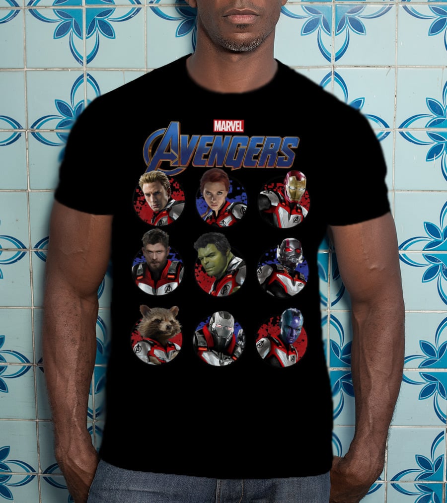 Marvel Avengers Endgame Characters In Quantum Suits With Avengers T-Shirt