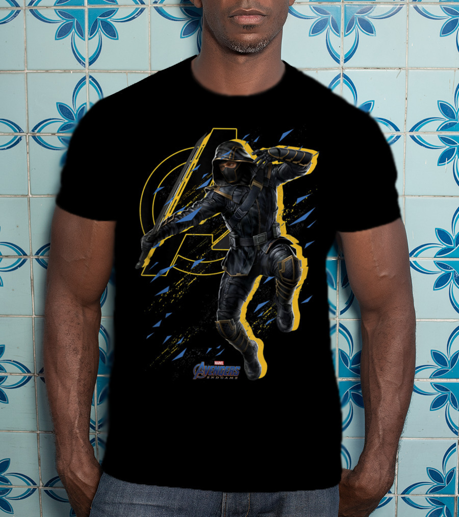 Avengers Endgame Ronin Action Pose With Iconic Avengers T-Shirt