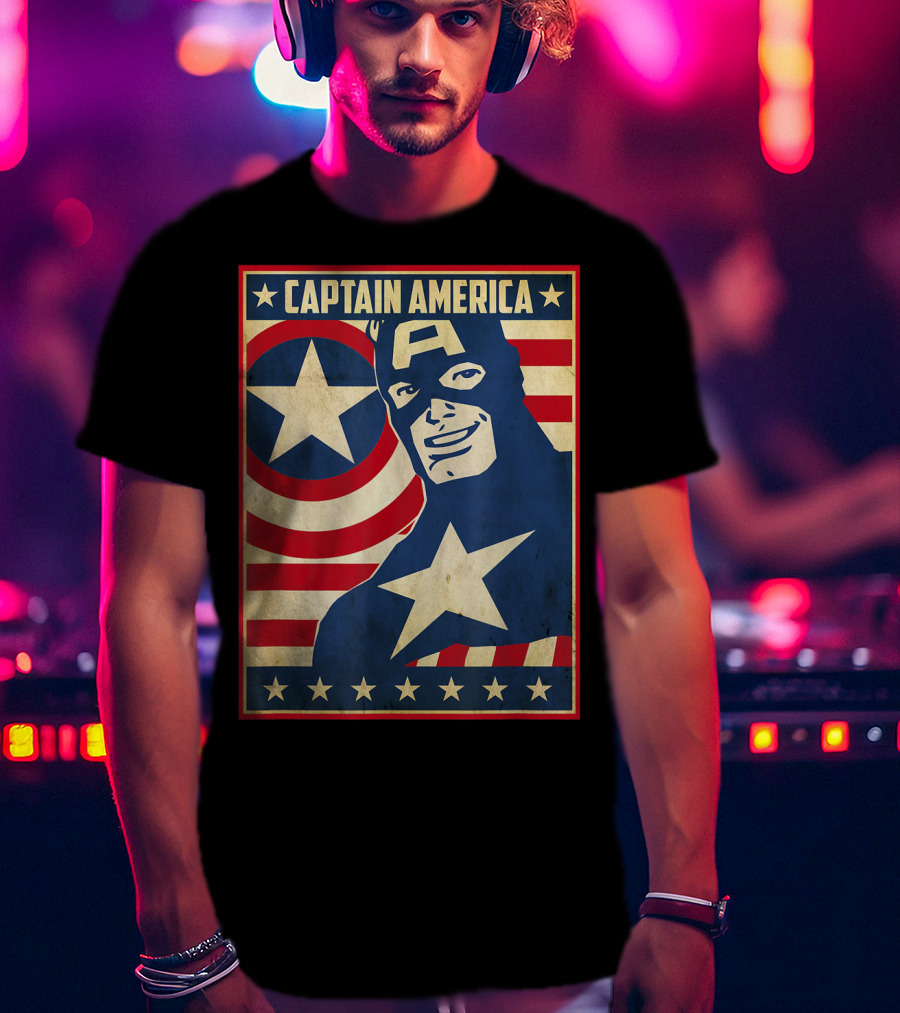 Captain America Avengers Patriotic Star Icon T-Shirt