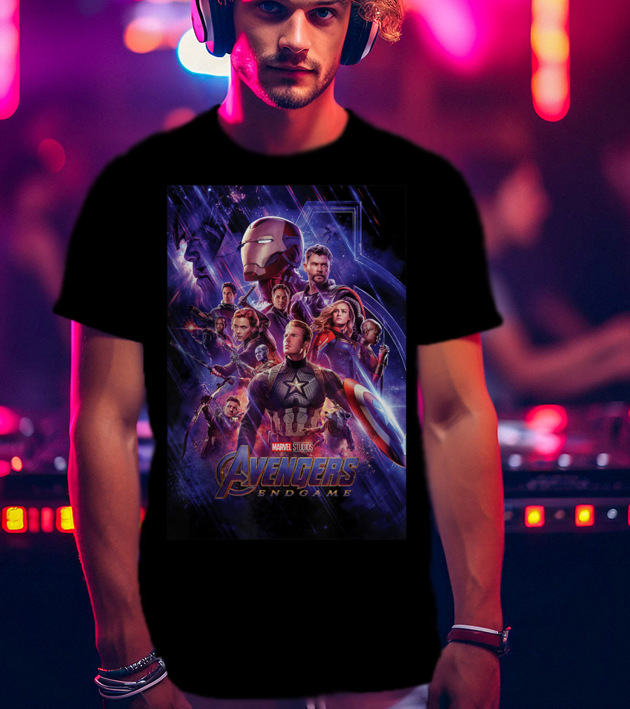 Marvel Studios Avengers Endgame Space Group Captain America Iron Man T-Shirt