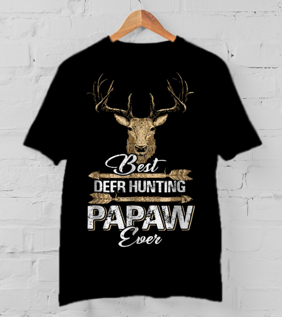 Best Deer Hunting Papaw Ever Father's Day Gift Idea Stag Head T-Shirt