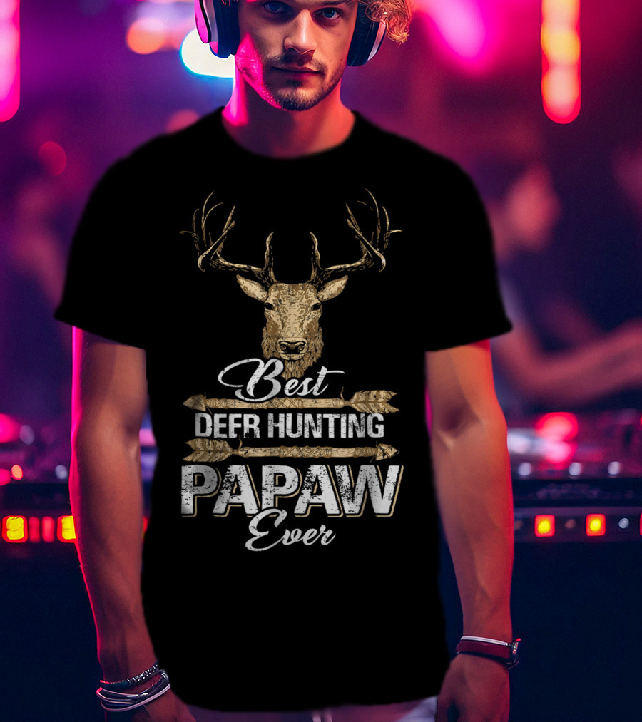 Best Deer Hunting Papaw Ever Father's Day Gift Idea Stag Head T-Shirt