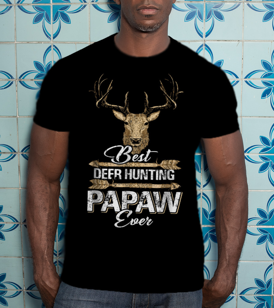 Best Deer Hunting Papaw Ever Father's Day Gift Idea Stag Head T-Shirt