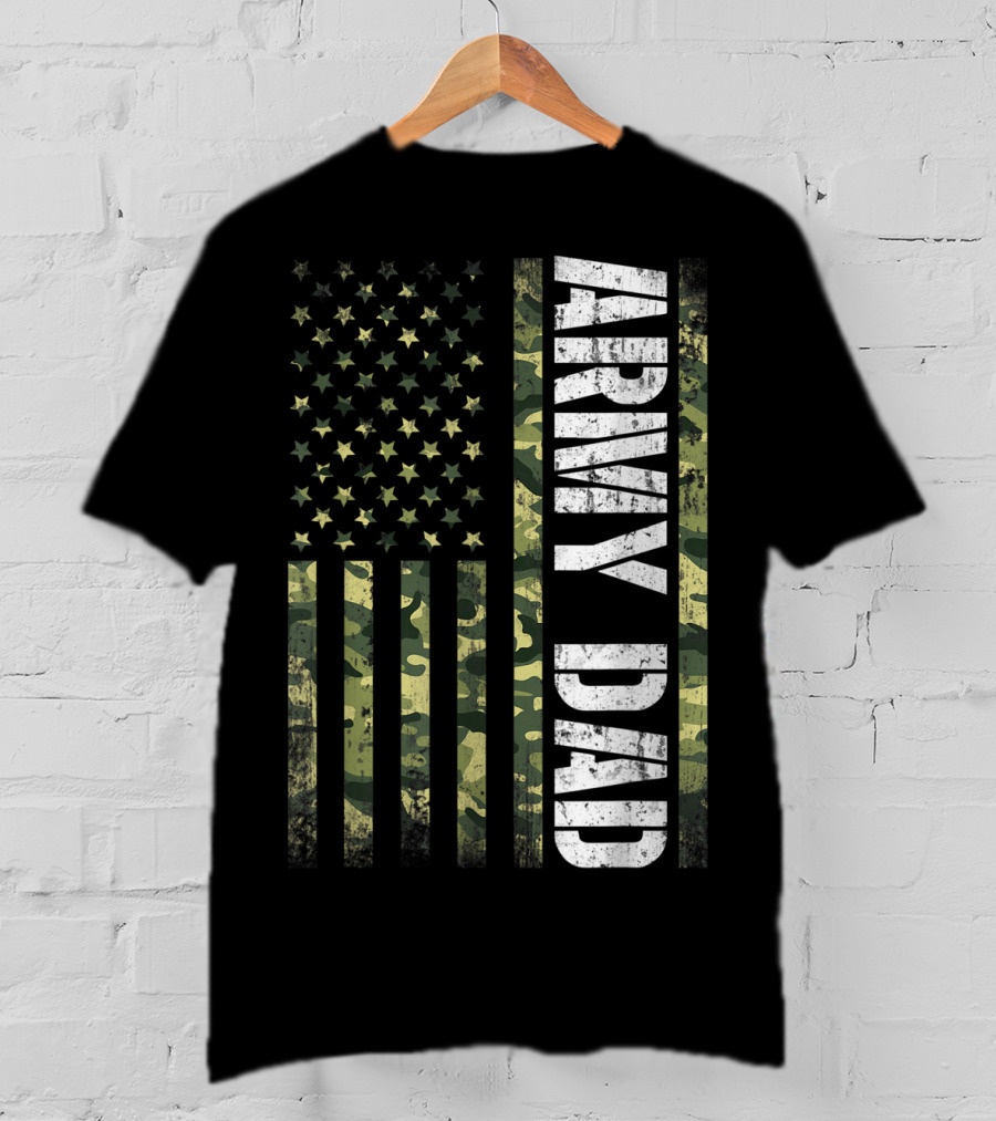 USA Camo Flag Army Dad T-Shirt
