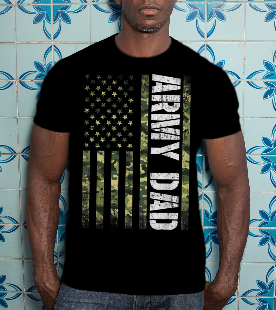 USA Camo Flag Army Dad T-Shirt