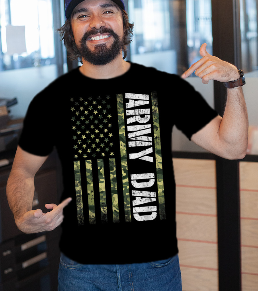 USA Camo Flag Army Dad T-Shirt