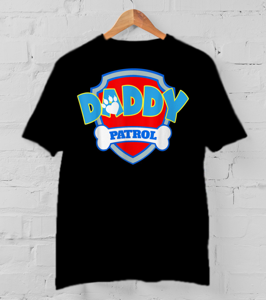 Daddy Patrol Paw Shield Funny Party Birthday T-Shirt