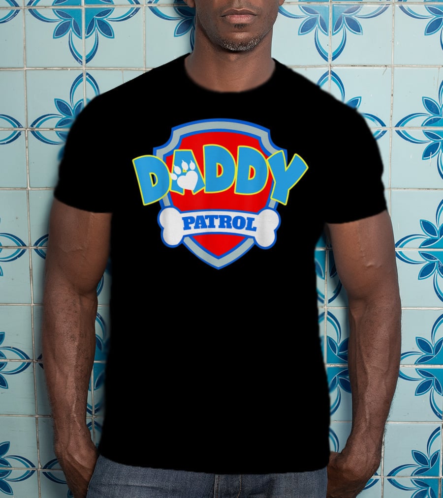Daddy Patrol Paw Shield Funny Party Birthday T-Shirt