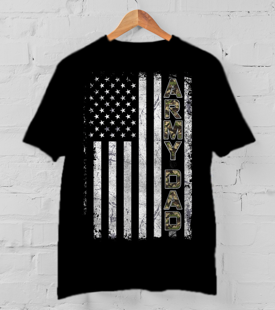 Army Dad Camouflage United States Flag Patriotic T-Shirt