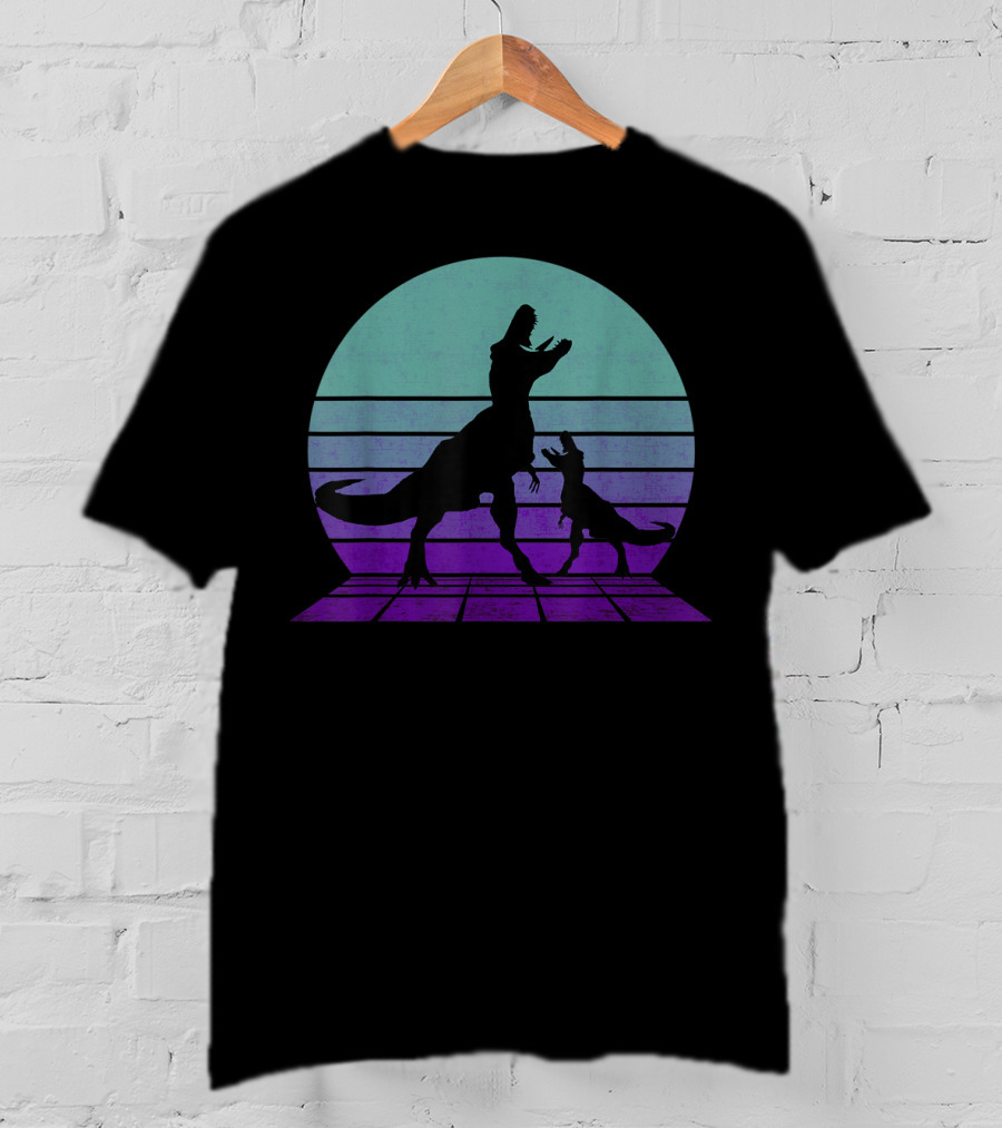 Trex Dinosaur Tyrannosaurus Father's Day Retro T-Shirt