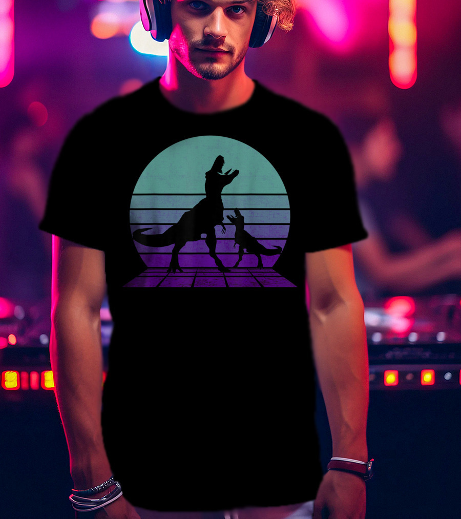 Trex Dinosaur Tyrannosaurus Father's Day Retro T-Shirt