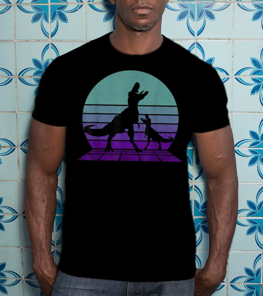 Trex Dinosaur Tyrannosaurus Father's Day Retro T-Shirt