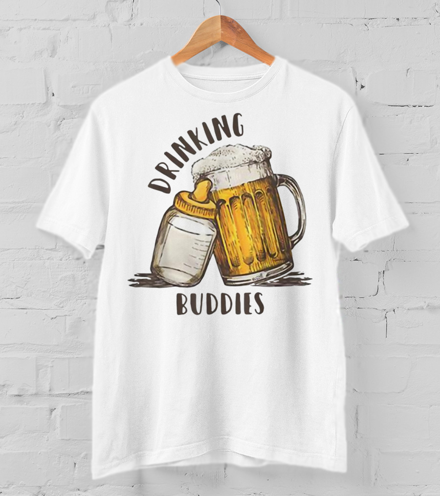 Drinking Buddies Dad And Baby Matching Beer Mug And Bottle T-Shirt