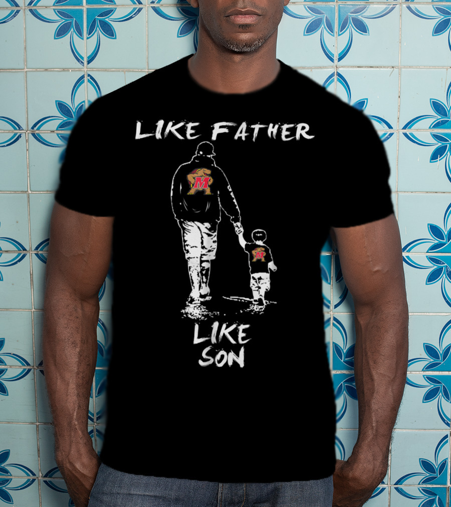 Maryland Terrapins Like Father Like Son Walking Together With Matching T-Shirt
