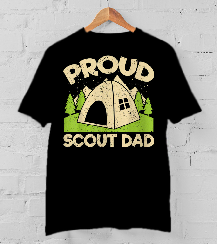Proud Scout Dad Camping Tent With Trees T-Shirt